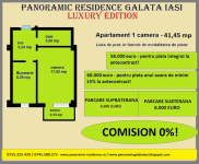 Detalii apartament 1 camera 41,23/41,45 mp ansamblul rezidential Panoramic Residence Galata Iasi - LUXURY EDITION