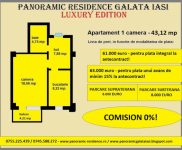 Detalii apartament 1 camera 43,12/43,34 mp ansamblul rezidential Panoramic Residence Galata Iasi - LUXURY EDITION