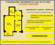 Detalii apartament 1 camera 43,12/43,34 mp ansamblul rezidential Panoramic Residence Galata Iasi - LUXURY EDITION